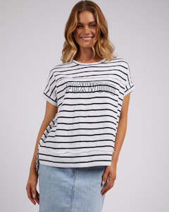 Throw On Short Sleeve Stripe Tee - White/Navy