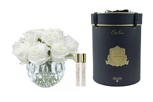 Gift: Luxury Round 13 Rose Bud Bouquet - White