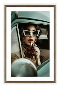 Gift: Retro Lady Glass Framed Print