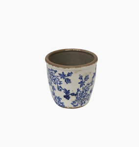 Gift: Blue Floral Herb Pot Large