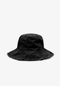 Fringe Bucket Hat - Black