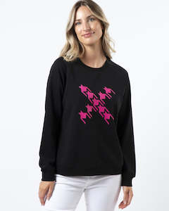 Classic Sweater - Black with Neon Houndstooth