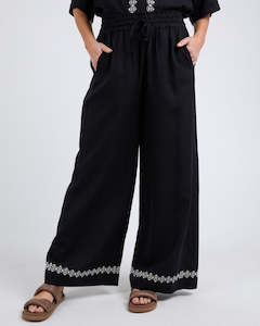 Nina Embroidered Pant - Black