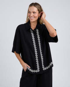 Nina Embroidered Shirt -Black