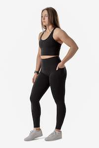 High Waisted Side Pocket F/l Tight ( Performance Knit ) - Black