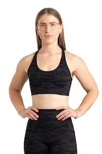 Cut Out Sports Bra - BLACK CAMO | CONTOUR