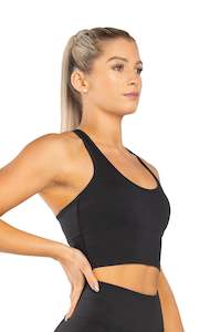 Clothing: Cut Out Long Line Bra  - BLACK | CONTOUR