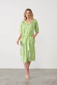 Womenswear: Raglan Sleeve Dress - Print Green