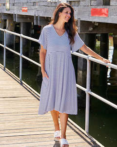 Womenswear: Donna Dress - Navy / White Stripe