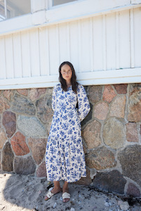 Viora Dress - Blue/White Print