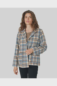 Deborah Check Coat Art Blue/Brown