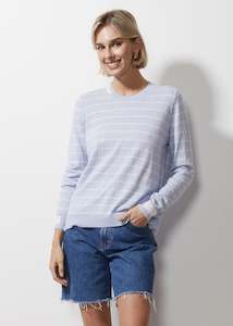 Z&P Pointelle + Stripe Jumper Sky