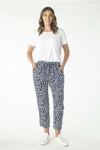 Womenswear: Tie Waist Pant - Navy Print