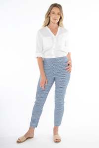 Blue Geo Bengaline Pant - Blue Print