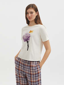 Peony Woman T Shirt Ecru