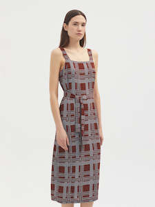 Dot Ribbon Print Dress Chestnut