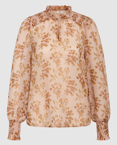 Nicoline Blouse- Rose / Brown Print