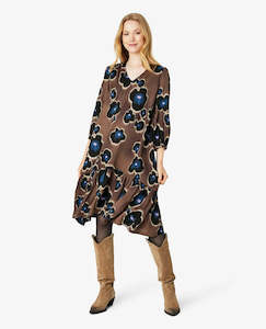 Anna Air Satin Dress Print Brown