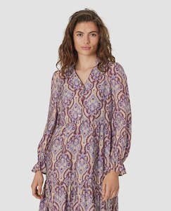 Mirabel Dress Print Purple/Beige