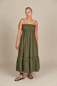 Remi Shirred Maxi Olive