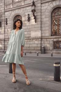 Amelie Button Dress Seafoam