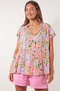 Womenswear: Botanical Tiered Top Sunset Hydrangea