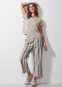 LD & Co Cotton Pant Natural Stripe