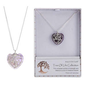 Equilibrium Tree of Life Amethyst 2PC Gemstone Necklace