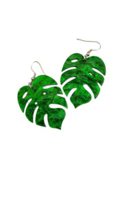 Monstera leaf earrings