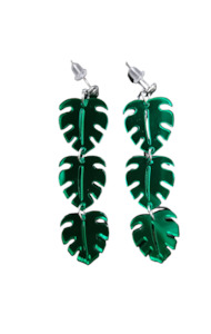 Plant, garden: Three leaf Monstera earrings