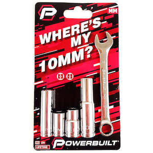 Clothing wholesaling: Powerbuilt Where’s my 10mm? 5pc Sockets & Spanner Set