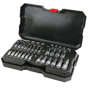 Powerbuilt 1/4”, 3/8”, 1/2” Dr 35pc Male & Female Torx Socket Set