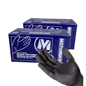 Combo 2 x Black Textured Nitrile Gloves, 8Mil Full grip Super Extra Heavy Duty + Reusable