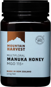 Honey manufacturing - blended: Multifloral Manuka Honey MGO 115+ 500g Mountain Harvest NZ