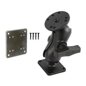 RAM Double Ball Mount with Round Base Plate and backing plate - C Series - Short