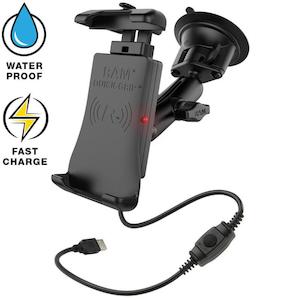 RAM Quick-Grip Waterproof Wireless Charging Holder with Suction Cup Base