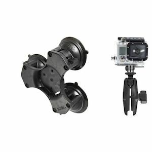 RAM Action Camera / GoPro mount with Triple Suction Cup Base