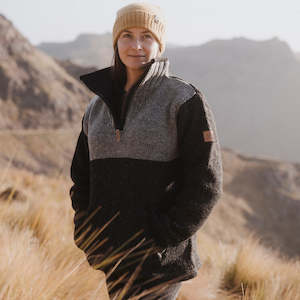 Wool Jerseys Women: Station Half Zip Women - Charcoal Grey