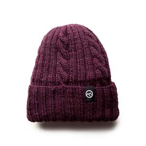 Accessories Beanies: Merino Wool Cable Beanie - Grape