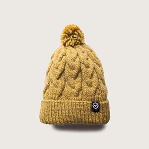 Accessories Beanies: Merino Wool Links Beanie - Mustard