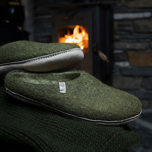 Wool Slippers - Moss