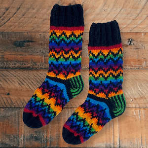 Accessories Wool House Socks: Knitted Wool Rainbow Socks