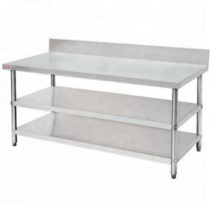 Stainless Steel Bench, Splashback 3 Tier