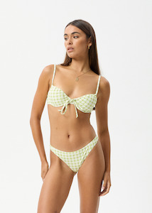 Afends Darcy Check Bikini Bottom - Lemongrass