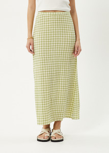 Womens: AFENDS DARCY CHECK MAXI SKIRT - LEMONGRASS