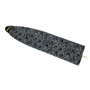 Board Bags: FCS STRETCH FUN BOARD SOCK - MONOGRAM COAL/LIME