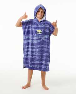 RIP CURL BOYS MIXED HOODED TOWEL - OCEAN BLUE TIE DYE