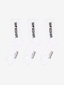 WORSHIP CORE SOCKS 3 PACK - WHITE