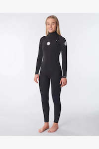 RIP CURL WOMENS DAWN PATROL 3/2mm CHEST ZIP STEAMER - BLACK