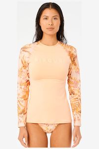 Rip Curl Sunday Swell Long Sleeve Uv Rash Top - Peach